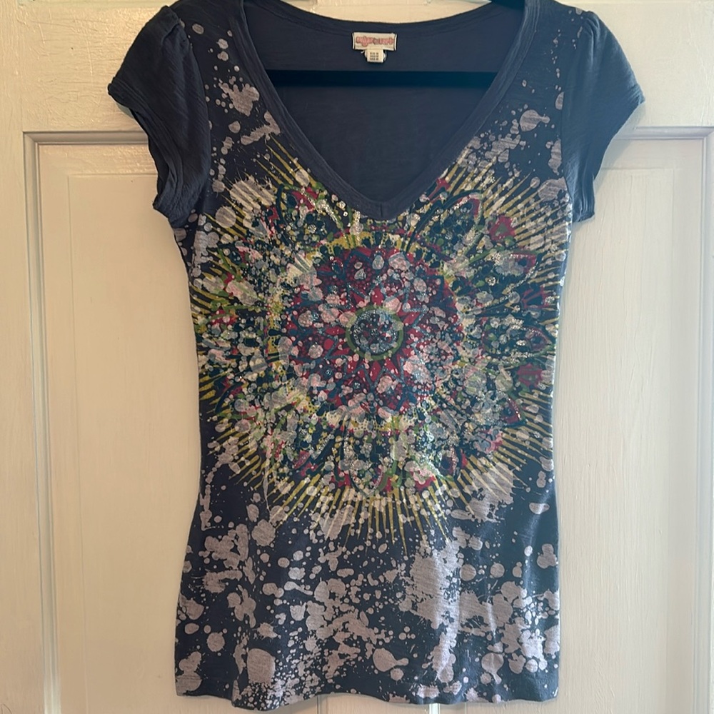 Sugar Tart Tie Dye V Neck Tee Shirt